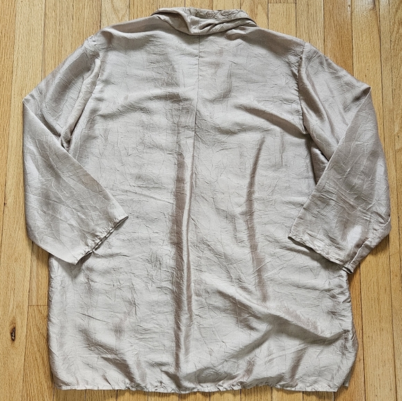 Go Silk Womens Top S Button Front Champagne Beige Crinkle Flaw Lagenlook - Picture 4 of 10